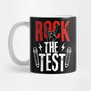 Retro Metal Rock The Test Day Funny Hand Sign Exam Testing Mug